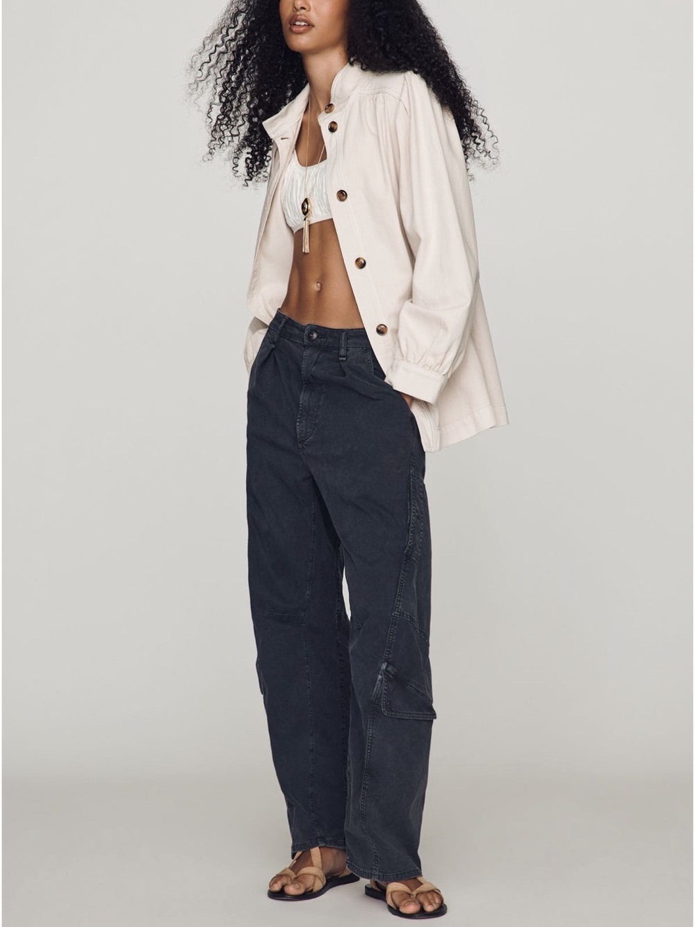 Sanctuary Cream Utility Jacket with Button Front